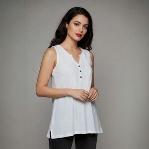 Lilly Pulitzer Small White Sleeveless Henley Tank Top